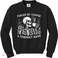 Fueled By Coffee & Feminist Rage Feminism Coffee Lovers Kids Sweatshirt thumb 0