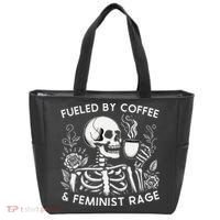 Fueled By Coffee & Feminist Rage Feminism Coffee Lovers Tote Bag thumb 0