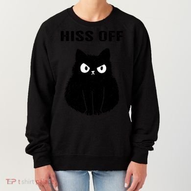 Funny Black Cat Hiss Off Meow Cat Women's Sweatshirt