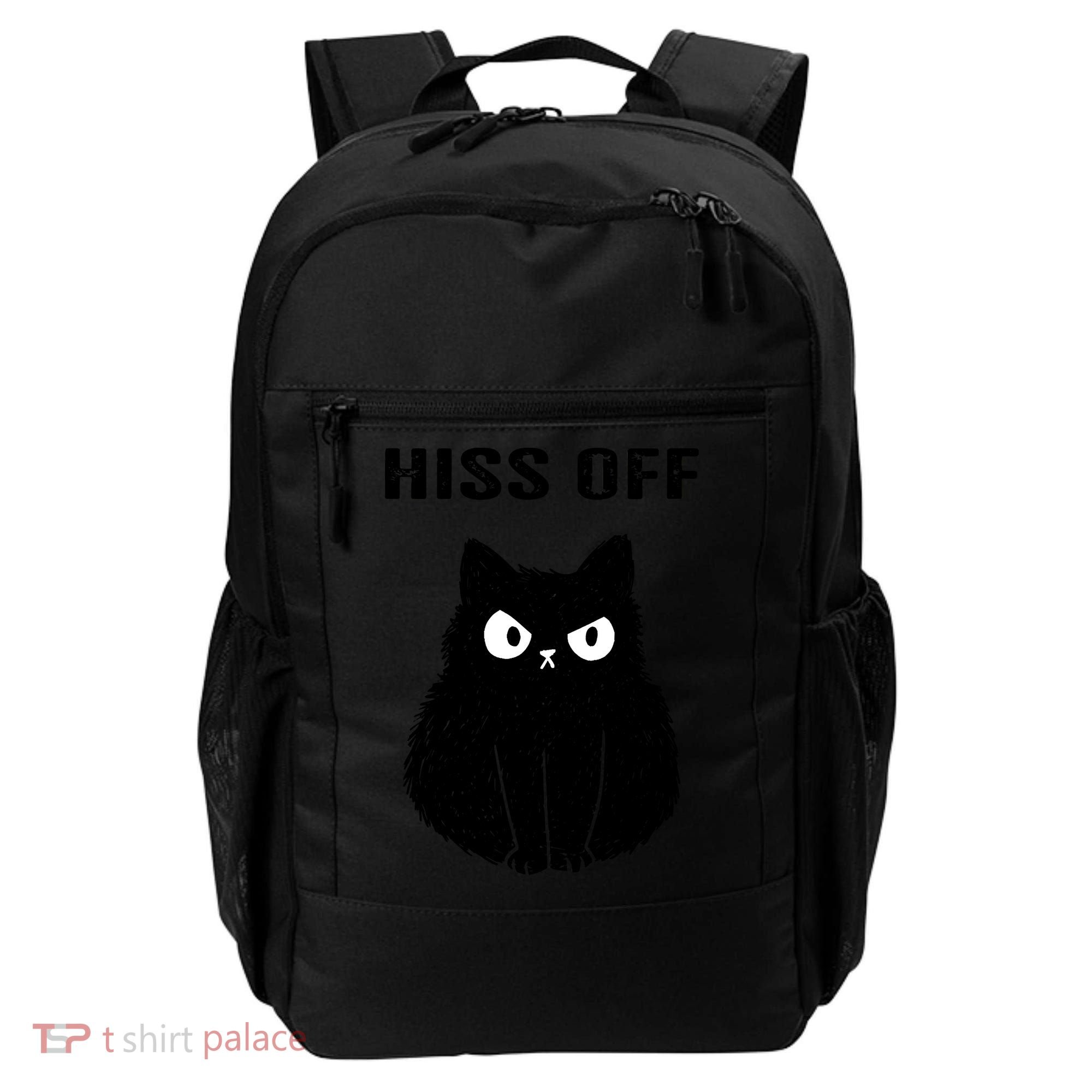 Funny Black Cat Hiss Off Meow Cat Backpack