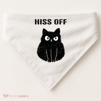 Funny Black Cat Hiss Off Meow Cat USA-Made Doggie Bandana
