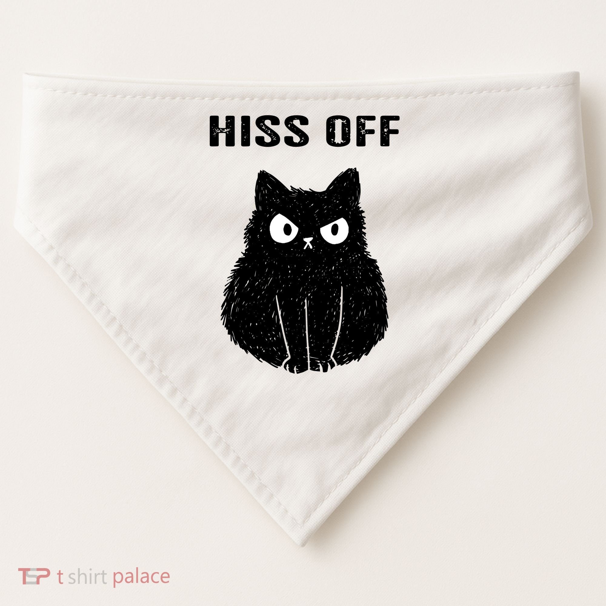Funny Black Cat Hiss Off Meow Cat USA-Made Doggie Bandana