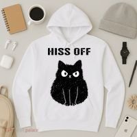Funny Black Cat Hiss Off Meow Cat Hoodie thumb 3