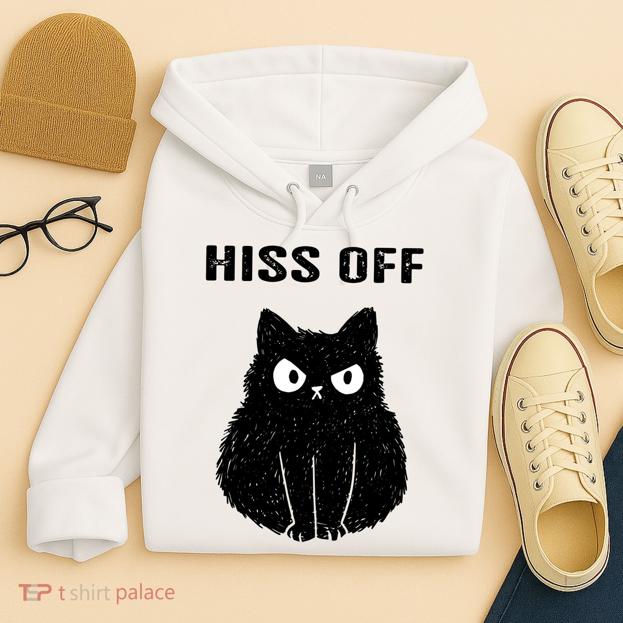 Funny Black Cat Hiss Off Meow Cat Hoodie