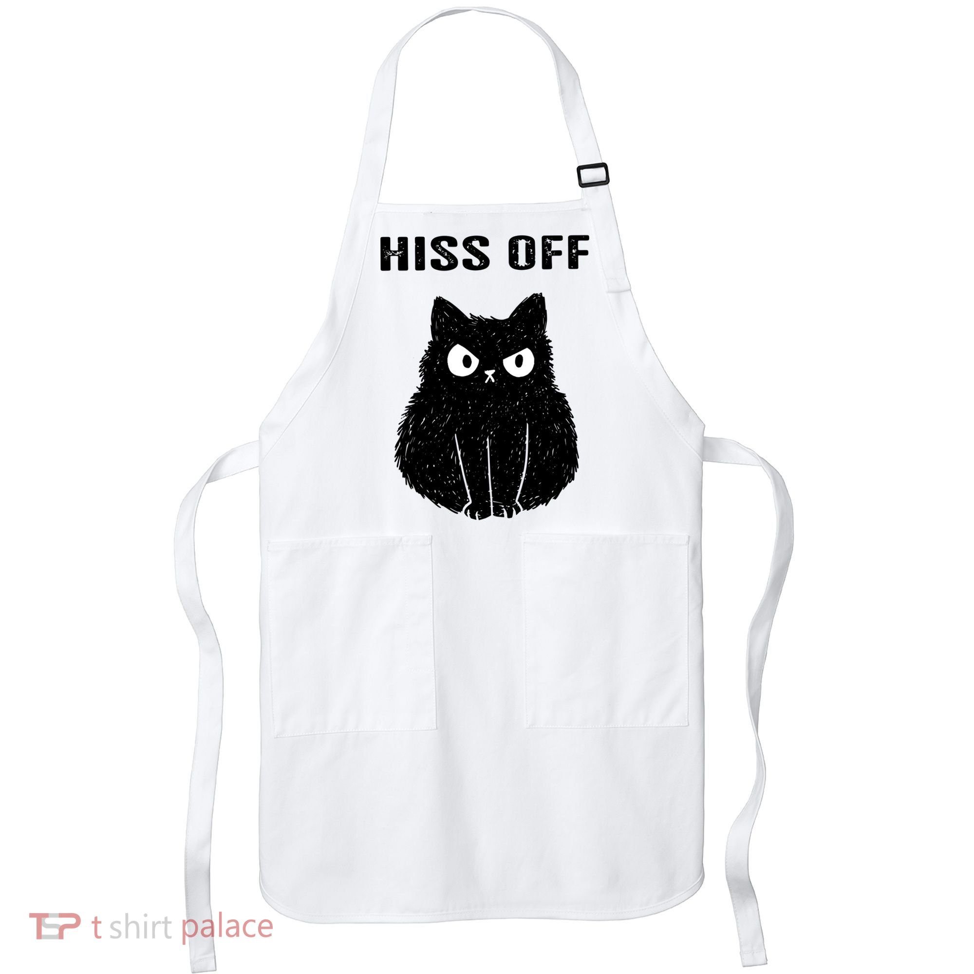 Funny Black Cat Hiss Off Meow Cat Apron