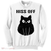 Funny Black Cat Hiss Off Meow Cat Sweatshirt thumb 0