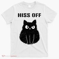 Funny Black Cat Hiss Off Meow Cat T-Shirt thumb 0
