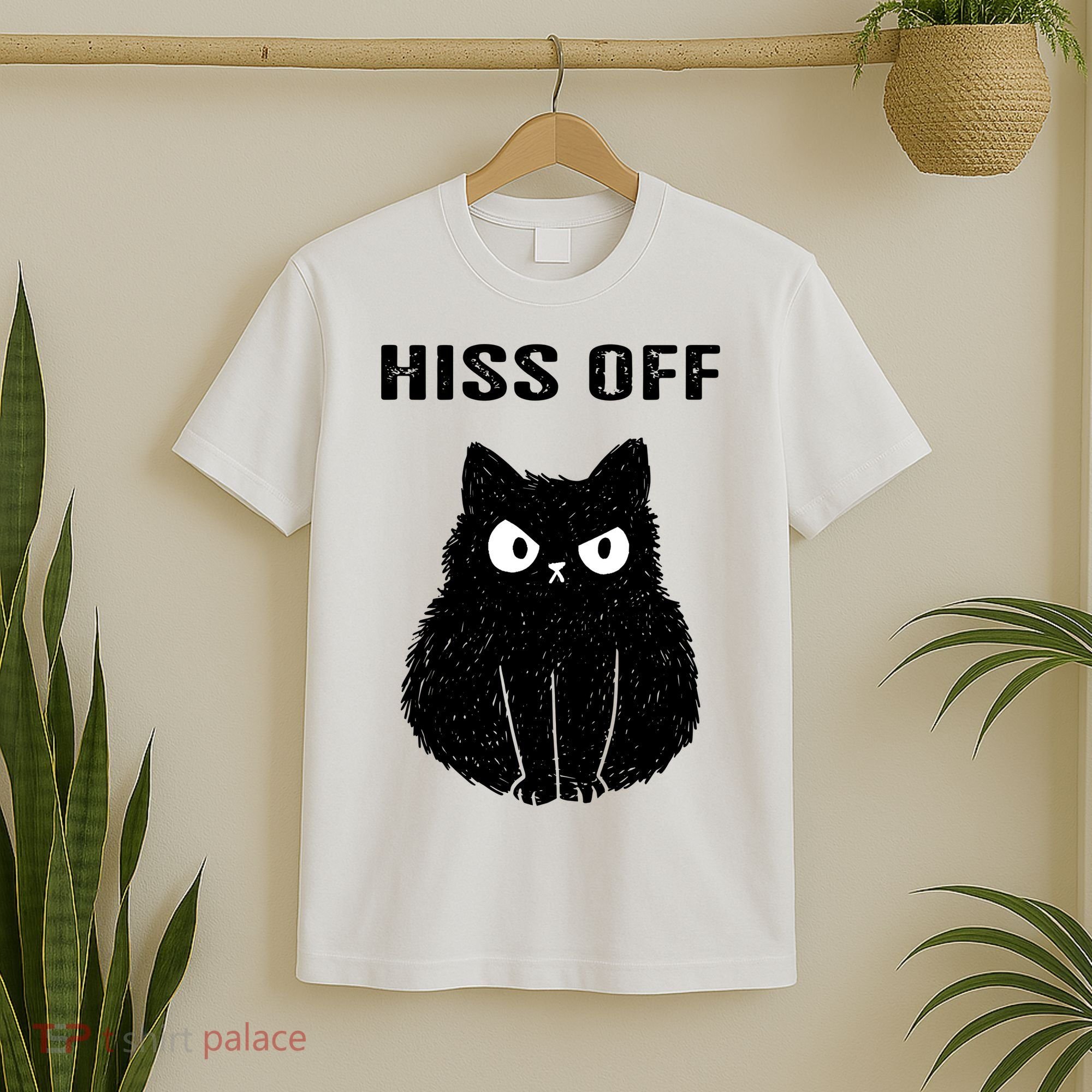 Funny Black Cat Hiss Off Meow Cat T-Shirt