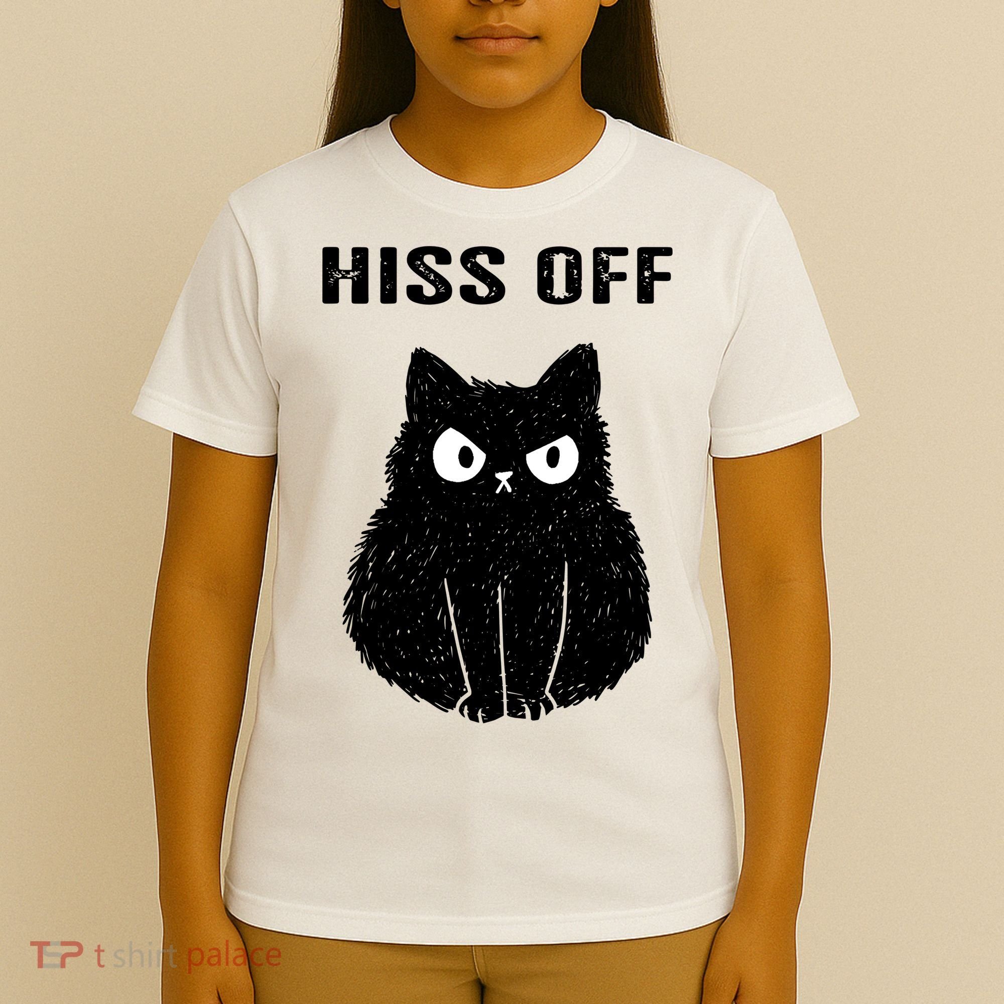 Funny Black Cat Hiss Off Meow Cat T-Shirt