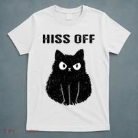 Funny Black Cat Hiss Off Meow Cat T-Shirt thumb 5