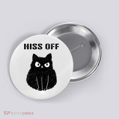 Funny Black Cat Hiss Off Meow Cat Button