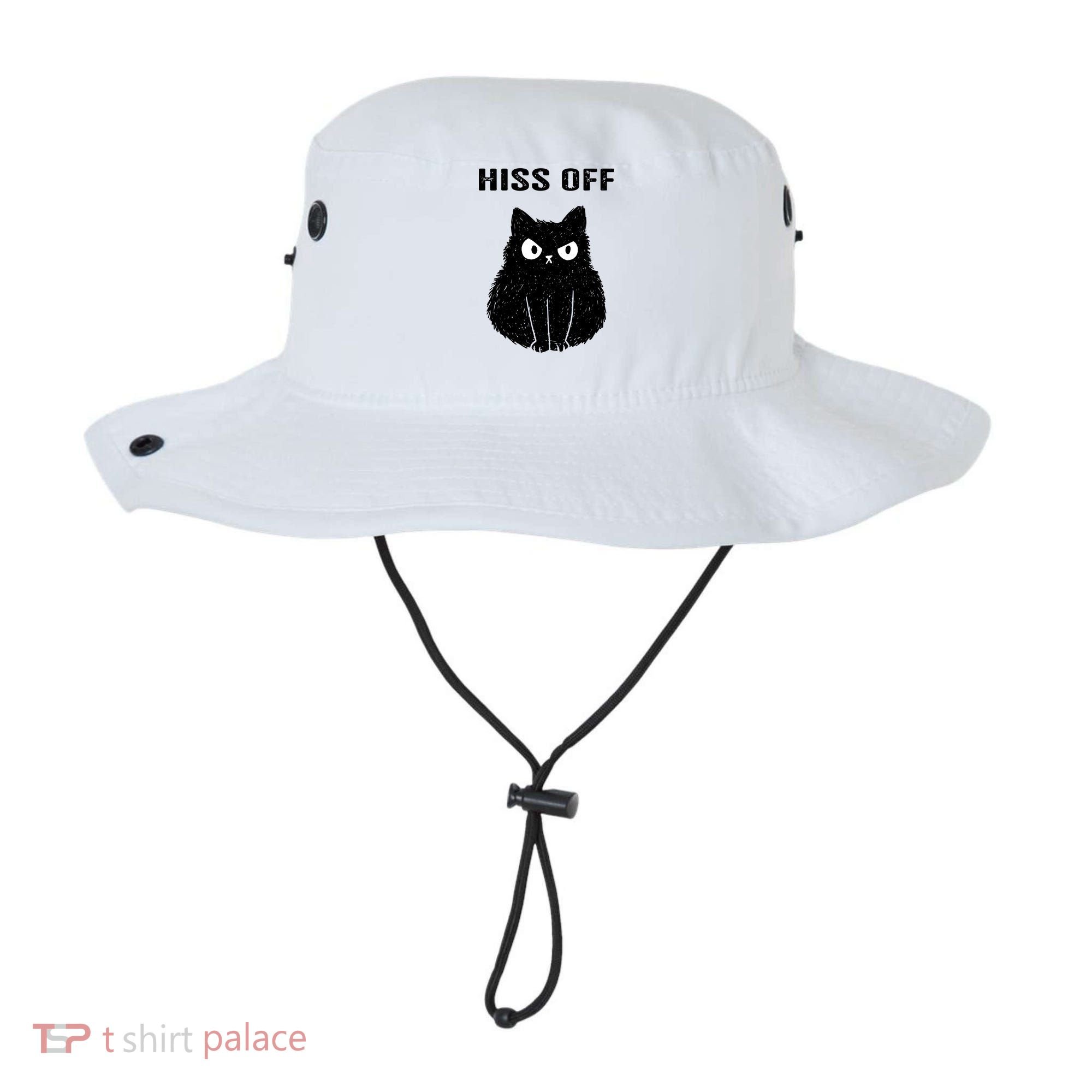 Funny Black Cat Hiss Off Meow Cat Bucket Hat