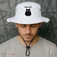 Funny Black Cat Hiss Off Meow Cat Bucket Hat thumb 2