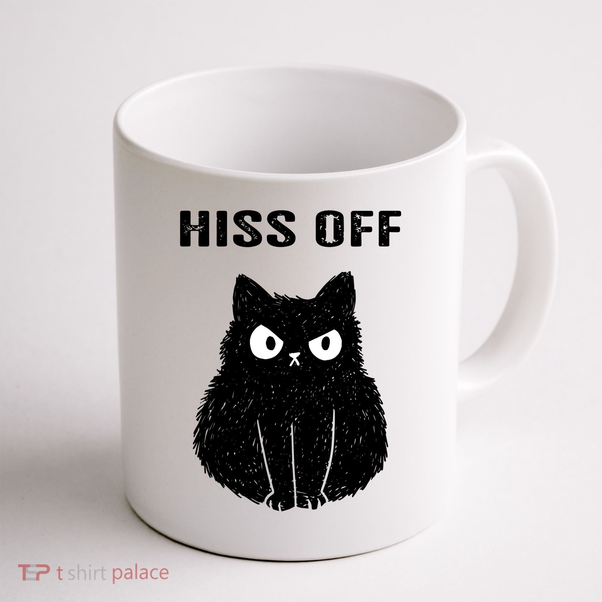 Funny Black Cat Hiss Off Meow Cat Coffee Mug
