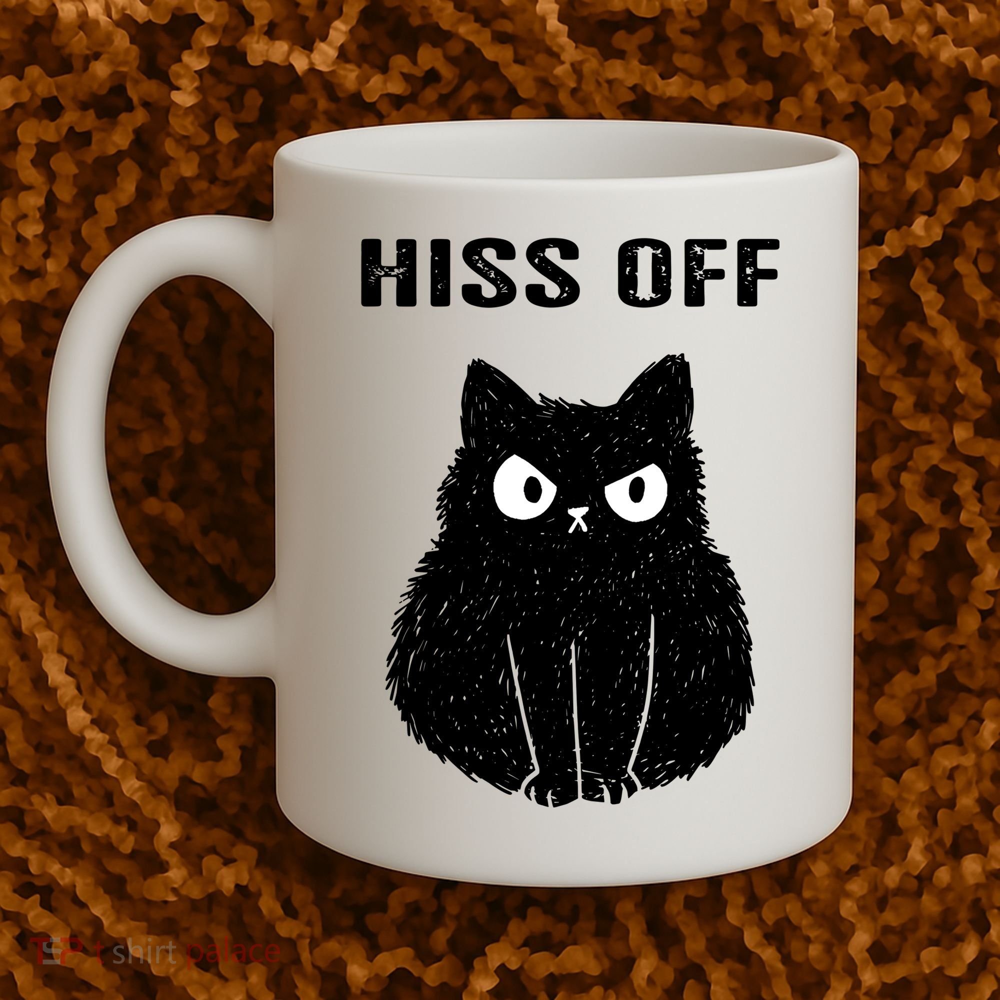 Funny Black Cat Hiss Off Meow Cat Coffee Mug