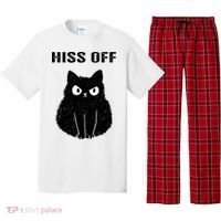Funny Black Cat Hiss Off Meow Cat Pajama Set thumb 0