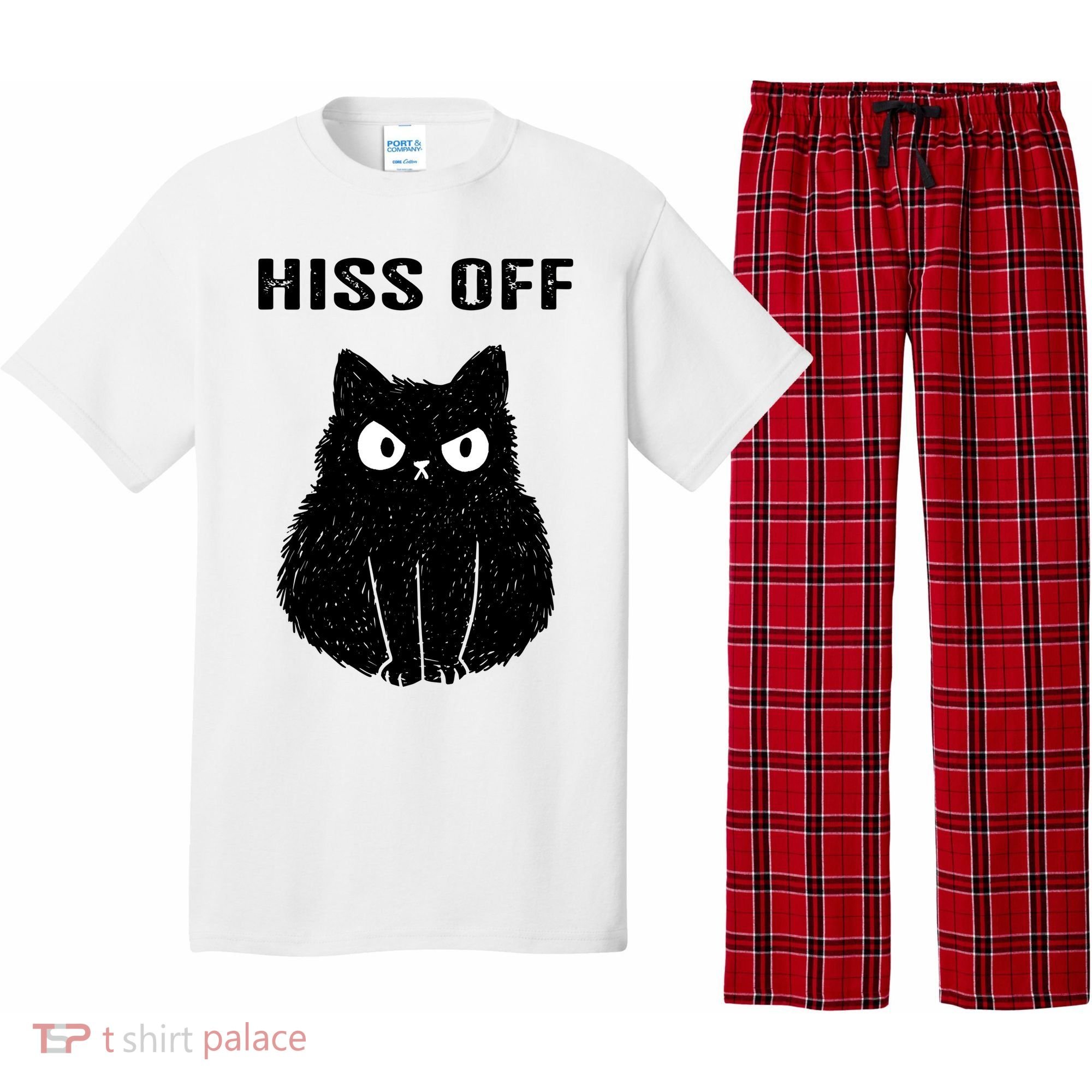 Funny Black Cat Hiss Off Meow Cat Pajama Set