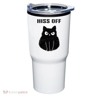 Funny Black Cat Hiss Off Meow Cat Tumbler
