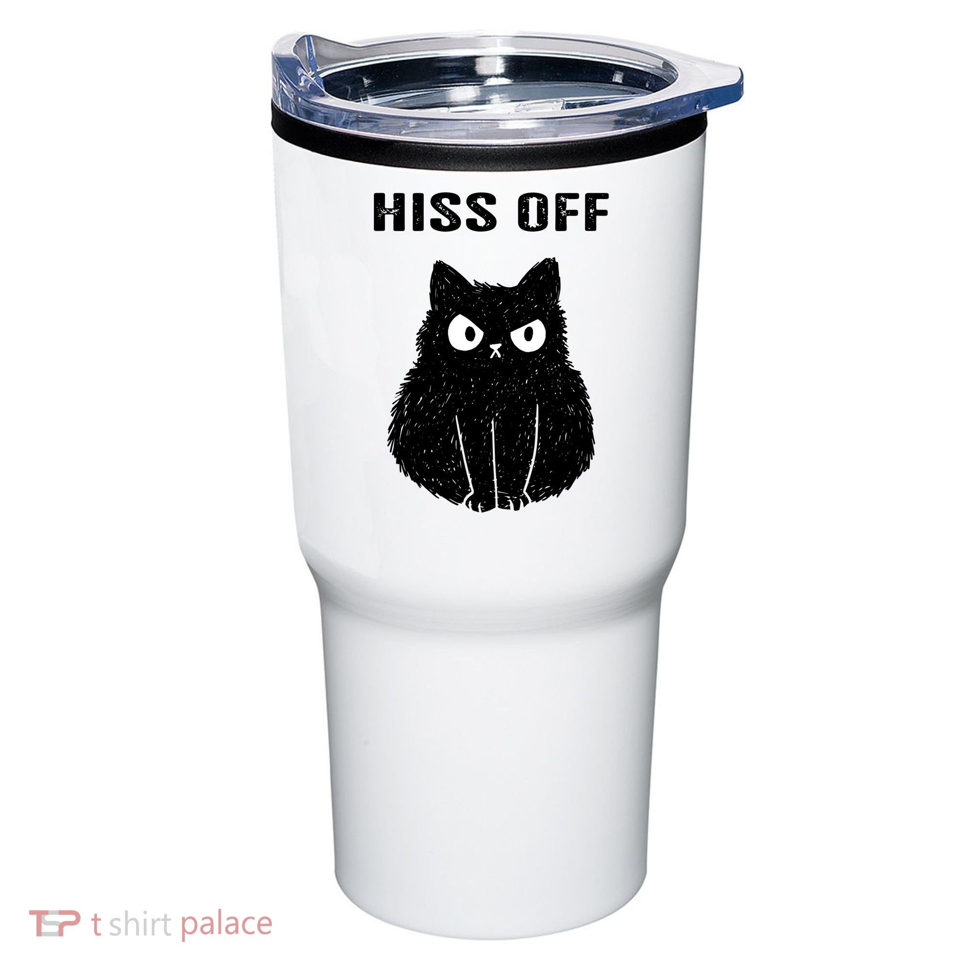 Funny Black Cat Hiss Off Meow Cat Tumbler