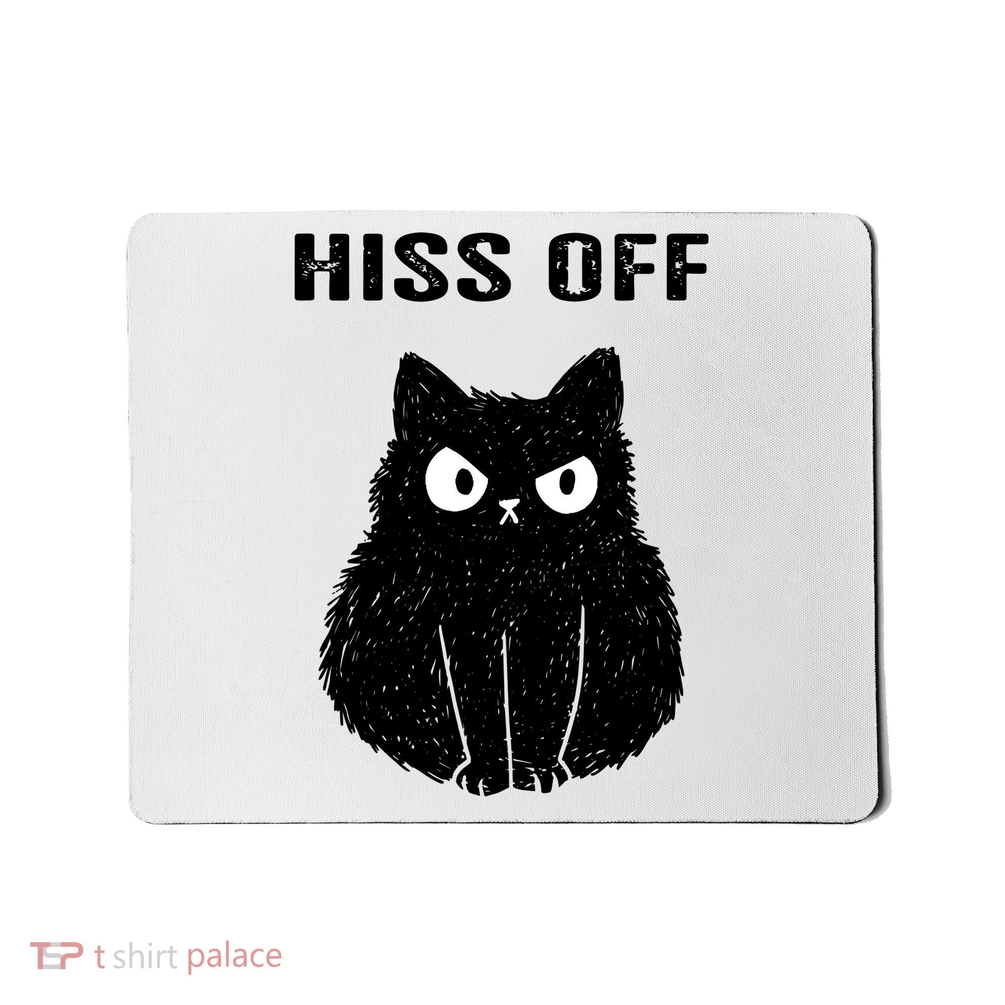 Funny Black Cat Hiss Off Meow Cat Mousepad