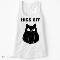 Funny Black Cat Hiss Off Meow Cat Women's Tank Top thumb 0