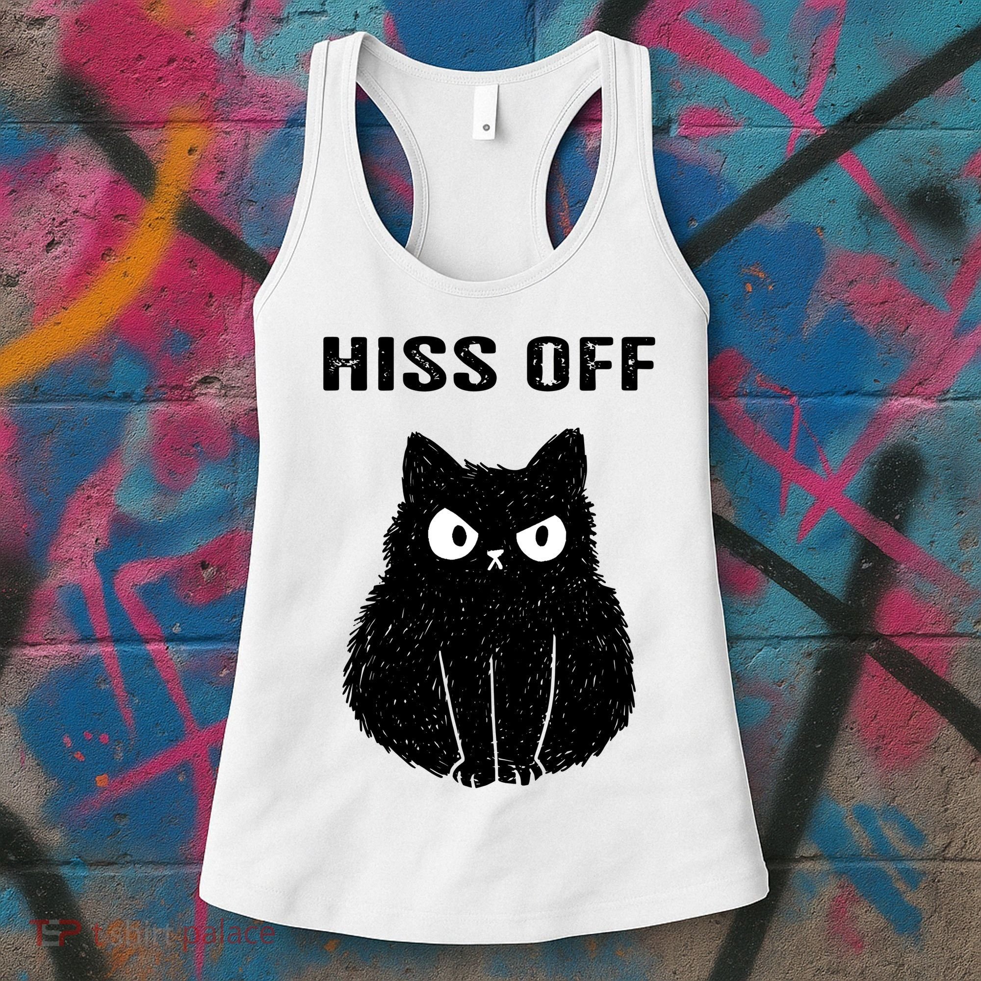 Funny Black Cat Hiss Off Meow Cat Women's Tank Top