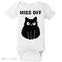 Funny Black Cat Hiss Off Meow Cat Baby Bodysuit thumb 0