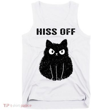 Funny Black Cat Hiss Off Meow Cat Tank Top