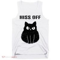 Funny Black Cat Hiss Off Meow Cat Tank Top thumb 0