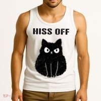 Funny Black Cat Hiss Off Meow Cat Tank Top thumb 3