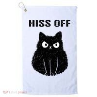 Funny Black Cat Hiss Off Meow Cat Golf Towel thumb 0