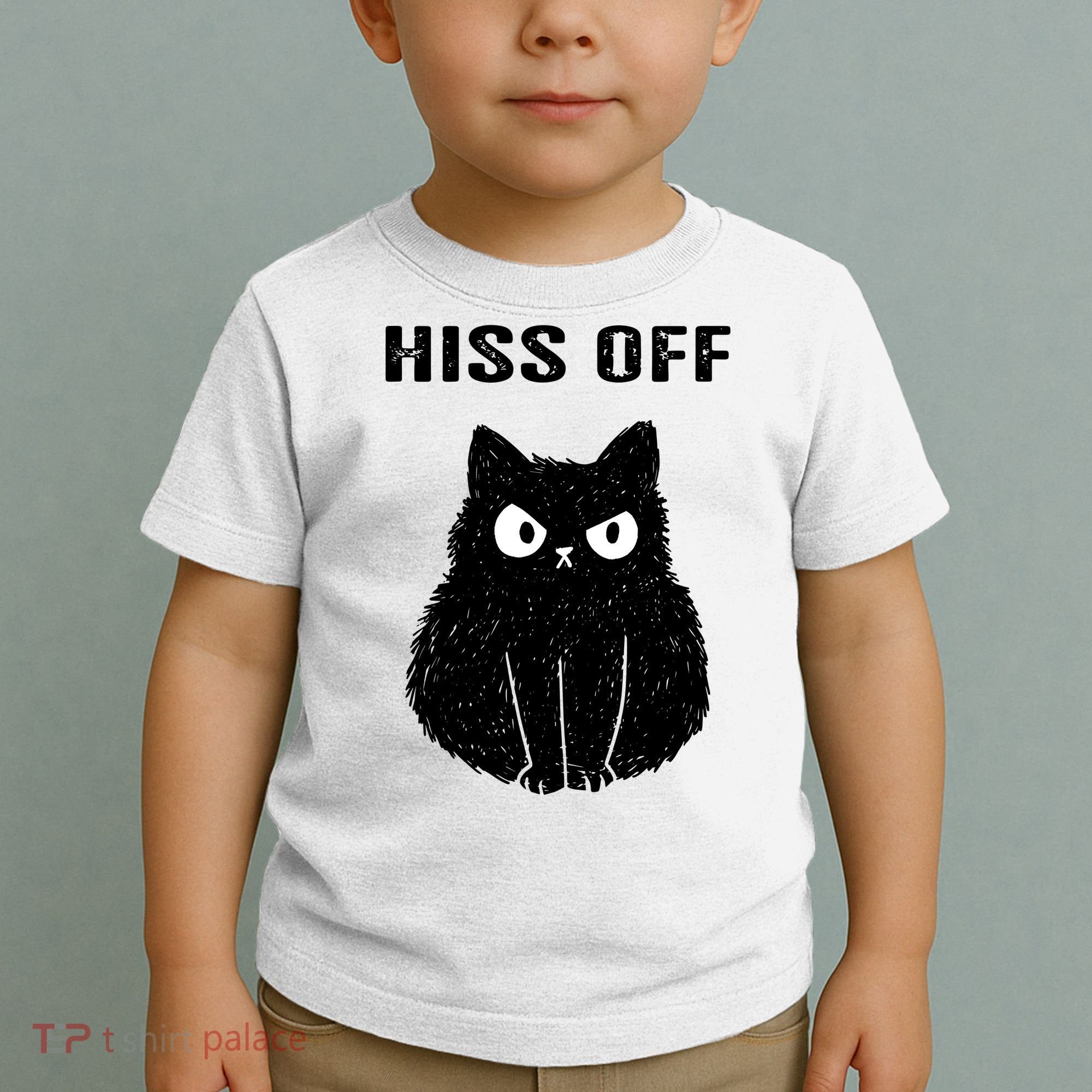 Funny Black Cat Hiss Off Meow Cat Toddler T-Shirt