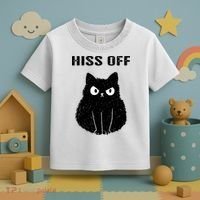 Funny Black Cat Hiss Off Meow Cat Toddler T-Shirt thumb 3