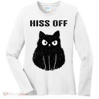 Funny Black Cat Hiss Off Meow Cat Women's Long Sleeve Shirt thumb 0