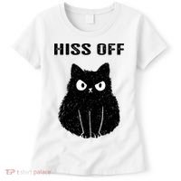 Funny Black Cat Hiss Off Meow Cat Women's T-Shirt thumb 0