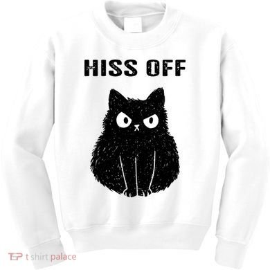 Funny Black Cat Hiss Off Meow Cat Kids Sweatshirt