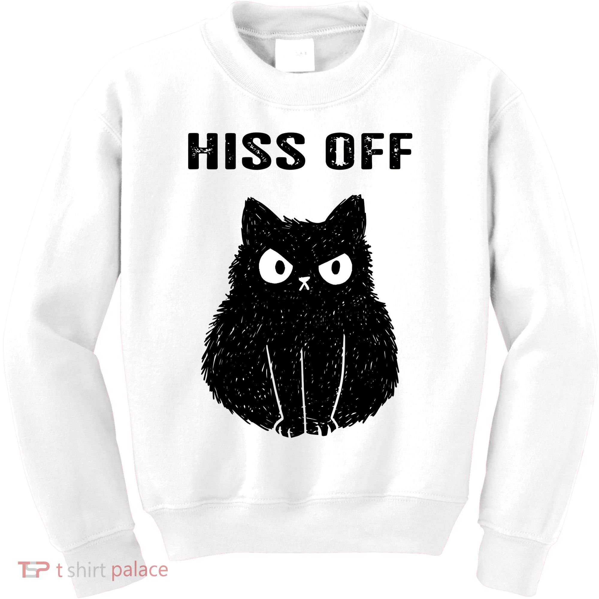 Funny Black Cat Hiss Off Meow Cat Kids Sweatshirt