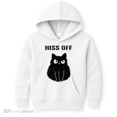 Funny Black Cat Hiss Off Meow Cat Kids Hoodie