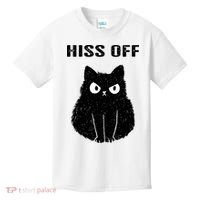 Funny Black Cat Hiss Off Meow Cat Kids T-Shirt thumb 0