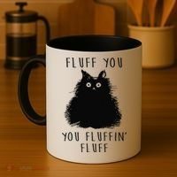 Funny Black Cat Fluff You You Fluffin Fluff Coffee Mug thumb 4
