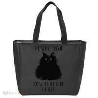 Funny Black Cat Fluff You You Fluffin Fluff Tote Bag thumb 0