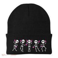 Funny Breast Cancer Awareness Dancing Halloween Skeletons Beanie thumb 0