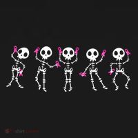 Funny Breast Cancer Awareness Dancing Halloween Skeletons Women's Hoodie thumb 2