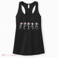 Funny Breast Cancer Awareness Dancing Halloween Skeletons Women's Tank Top thumb 0