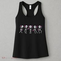 Funny Breast Cancer Awareness Dancing Halloween Skeletons Women's Tank Top thumb 3