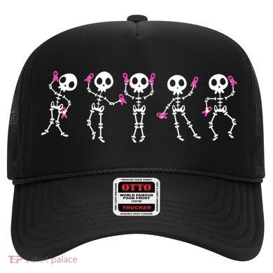 Funny Breast Cancer Awareness Dancing Halloween Skeletons Hat