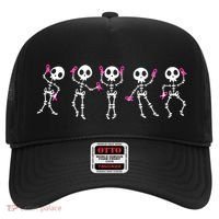 Funny Breast Cancer Awareness Dancing Halloween Skeletons Hat thumb 0