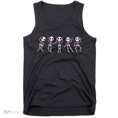 Funny Breast Cancer Awareness Dancing Halloween Skeletons Tank Top