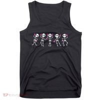 Funny Breast Cancer Awareness Dancing Halloween Skeletons Tank Top thumb 0