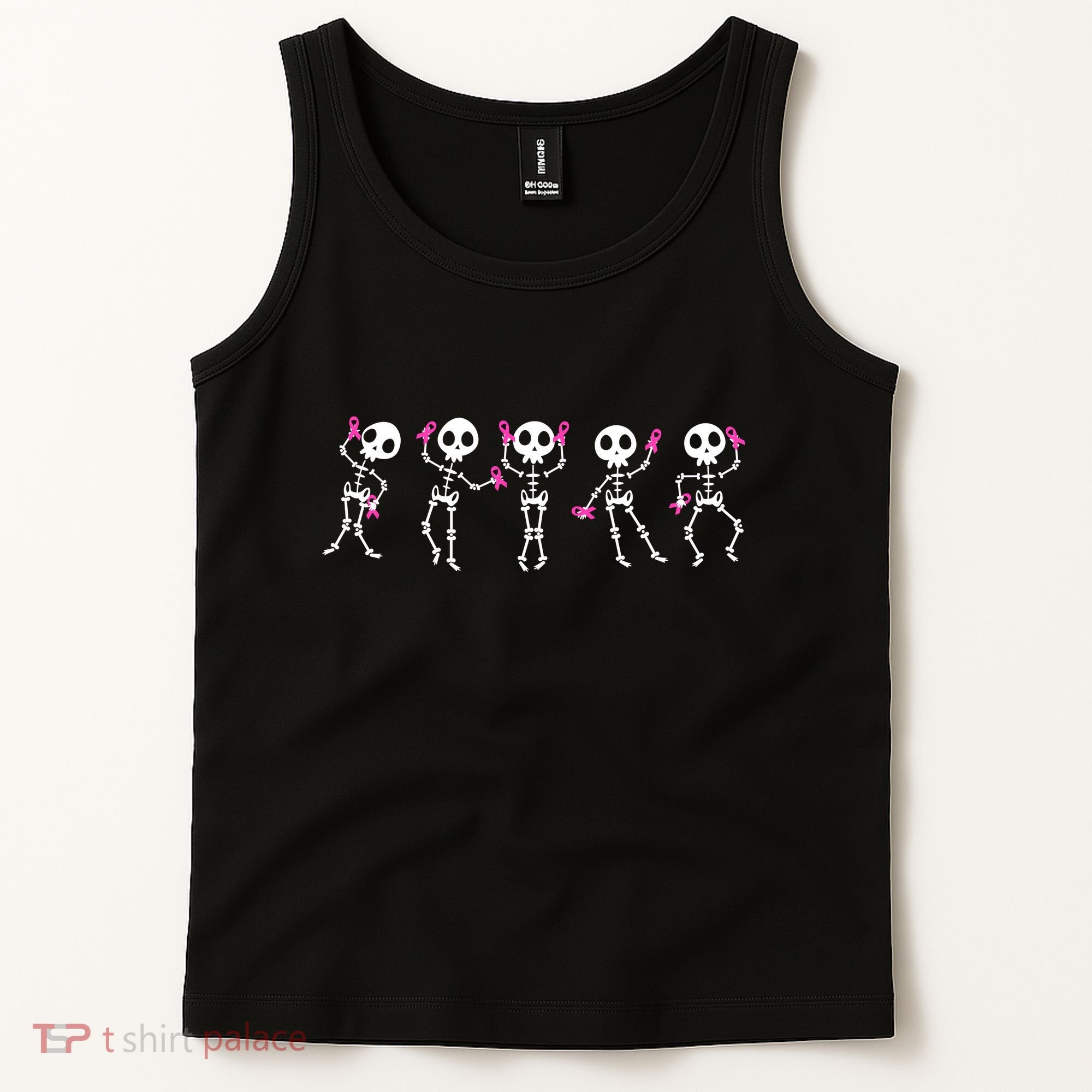 Funny Breast Cancer Awareness Dancing Halloween Skeletons Tank Top